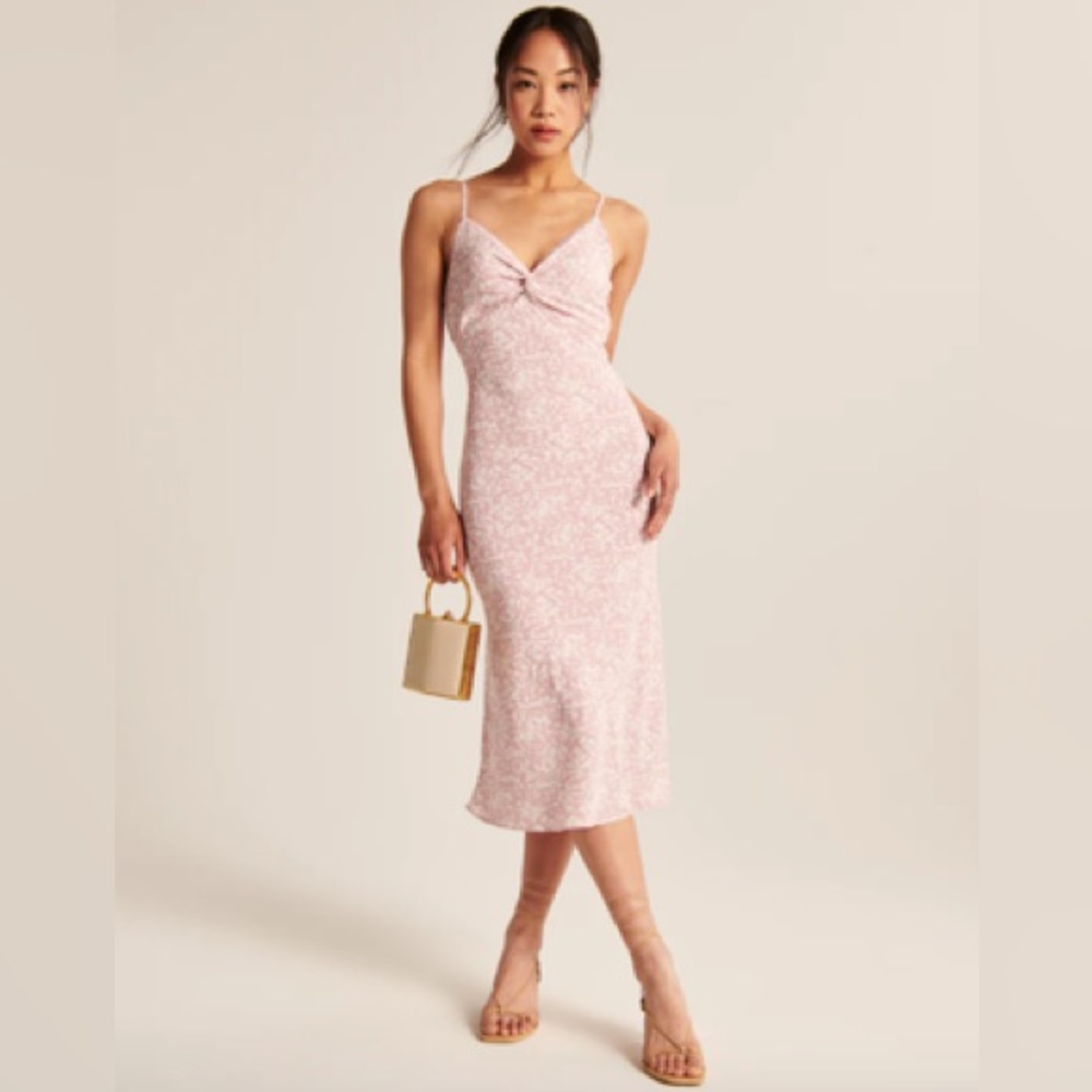 Abercrombie and Fitch twist front pink/white dress